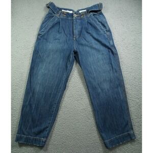 Anthropologie Pilcro Jeans Womens Size 27 Blue Cropped Belted Stretch Button Fly